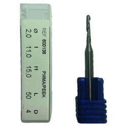 Outil sphérique mono-lame pour PMMA/PEEK, diamètre 2mm - Rolland