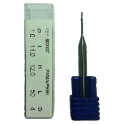Fraise hémisphérique DGSHAPE 1 lame pour PMMA/PEEK, ⌀ 1mm
