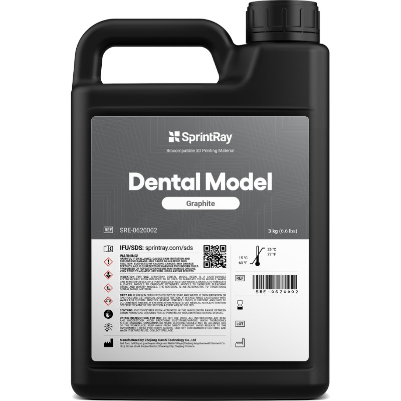 Résine SprintRay Dental Model Graphite - 3 L Résine SprintRay Dental Model Graphite - 3 L